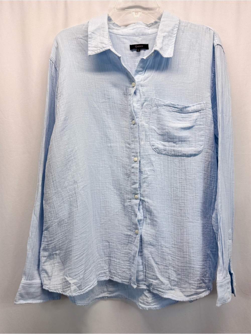 Quince Pale Blue Lightweight Button-Down Shirt XL Gauze Preppy Coastal Boho